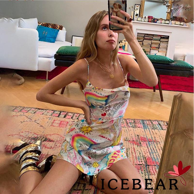 Đầm Sát Nách Hở Lưng Hoạ Tiết Graffiti Cho Phái Nữ