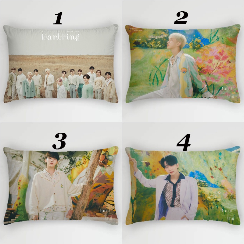 Vỏ Gối Hình Chữ Nhật In Hình Nhóm SEVENTEEN Hai Mặt Trang Trí Nhà Cửa
