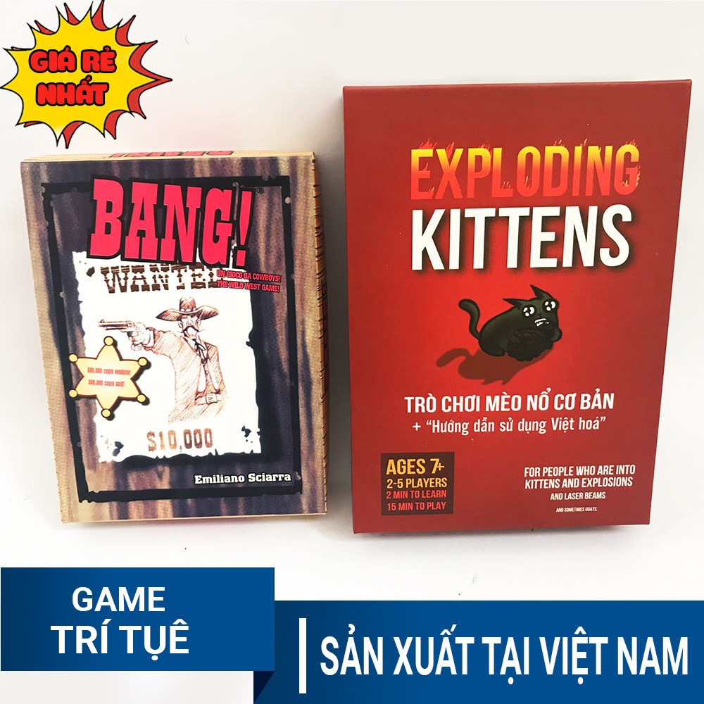 Bộ trò chơi giải trí cho nhóm 2 - 7 người chơi Bài Mèo nổ cơ bản 56 lá + Bài Bang nhập vai nhân vật