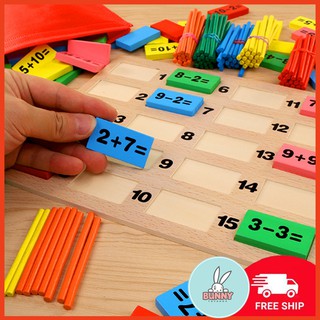 [CÓ QUE TÍNH] Đồ chơi Domino 110 quân bằng gỗ kèm que tính [Domino toán học - Ghép hình - Bộ xếp hình cho bé]