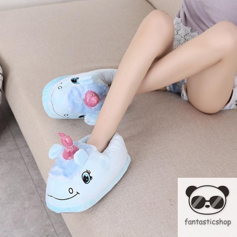 Dép bông mang trong nhà thiết kế hình kỳ lân dễ thương