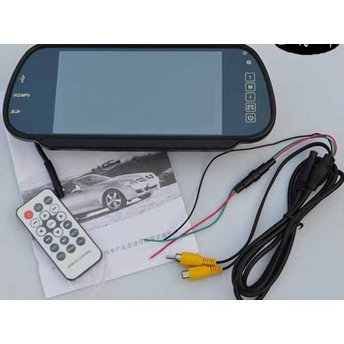 Màn hình gương 7 inchs ô tô, hiển thị camera lùi, camera tiến cho xe ô tô 12/24V - loại Ko cổng USB