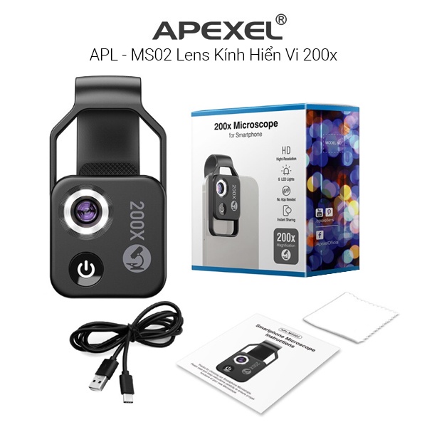 Lens kính hiển vi cho điện thoại mobile Apexel 200X MicroScope