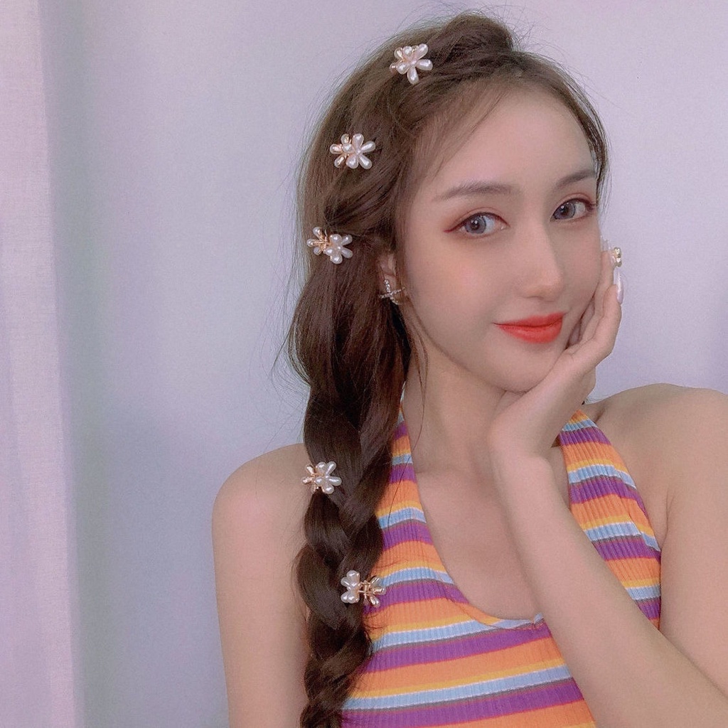 Cute Korean Style Pearl Mini Hair Clips For Women