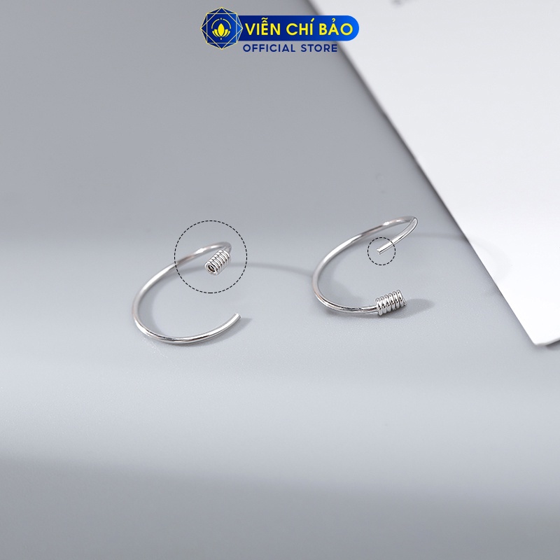 Khuyên tai bạc nữ vòng tròn lò xo bạc 925 thời trang phụ kiện trang sức nữ Viễn Chí Bảo B400393