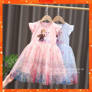 Váy Elsa, váy công chúa phối voan cho bé gái 3 - 8 tuổi KEN STORE