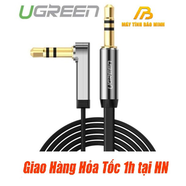 Cáp Âm Thanh 2 Đầu 3.5mm Dài 1m Dây Dẹt Đầu Vuông Góc 90 Độ UGREEN 10597
