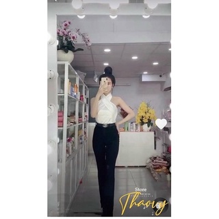 ÁO PHI LỤA CHÉO CỔ,áo kiểu yếm y hình HOT