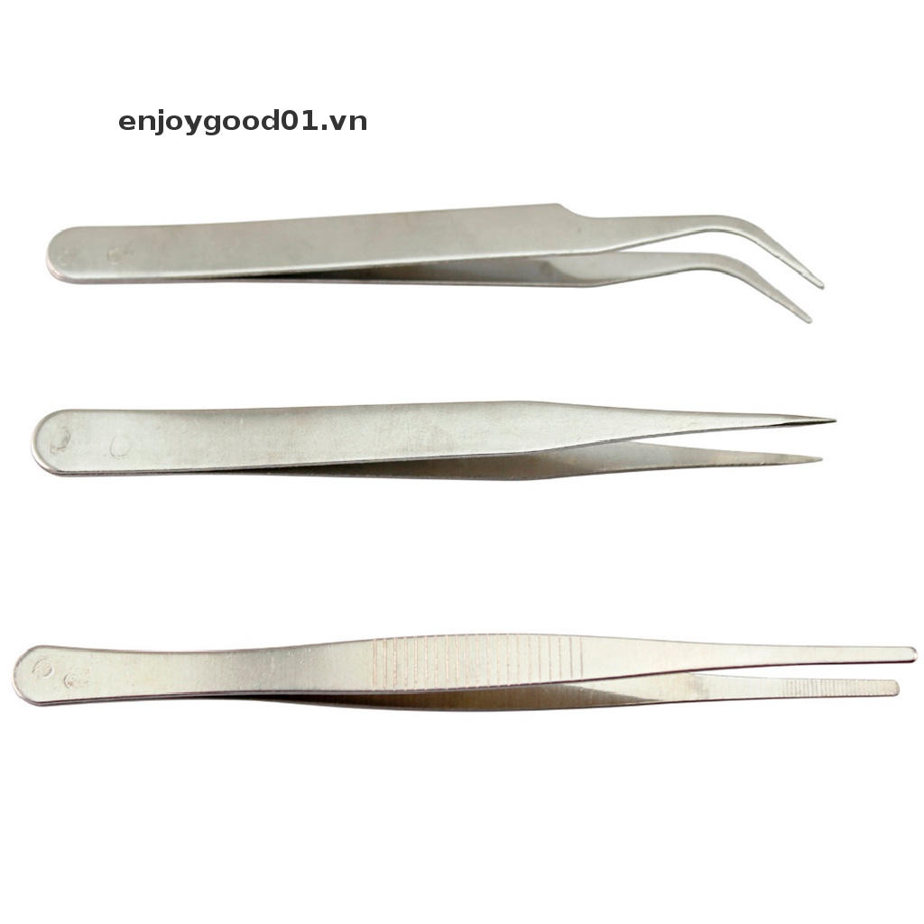 Set 3 nhíp sửa chữa điện tử bằng thép không gỉ đa năng thông dụng