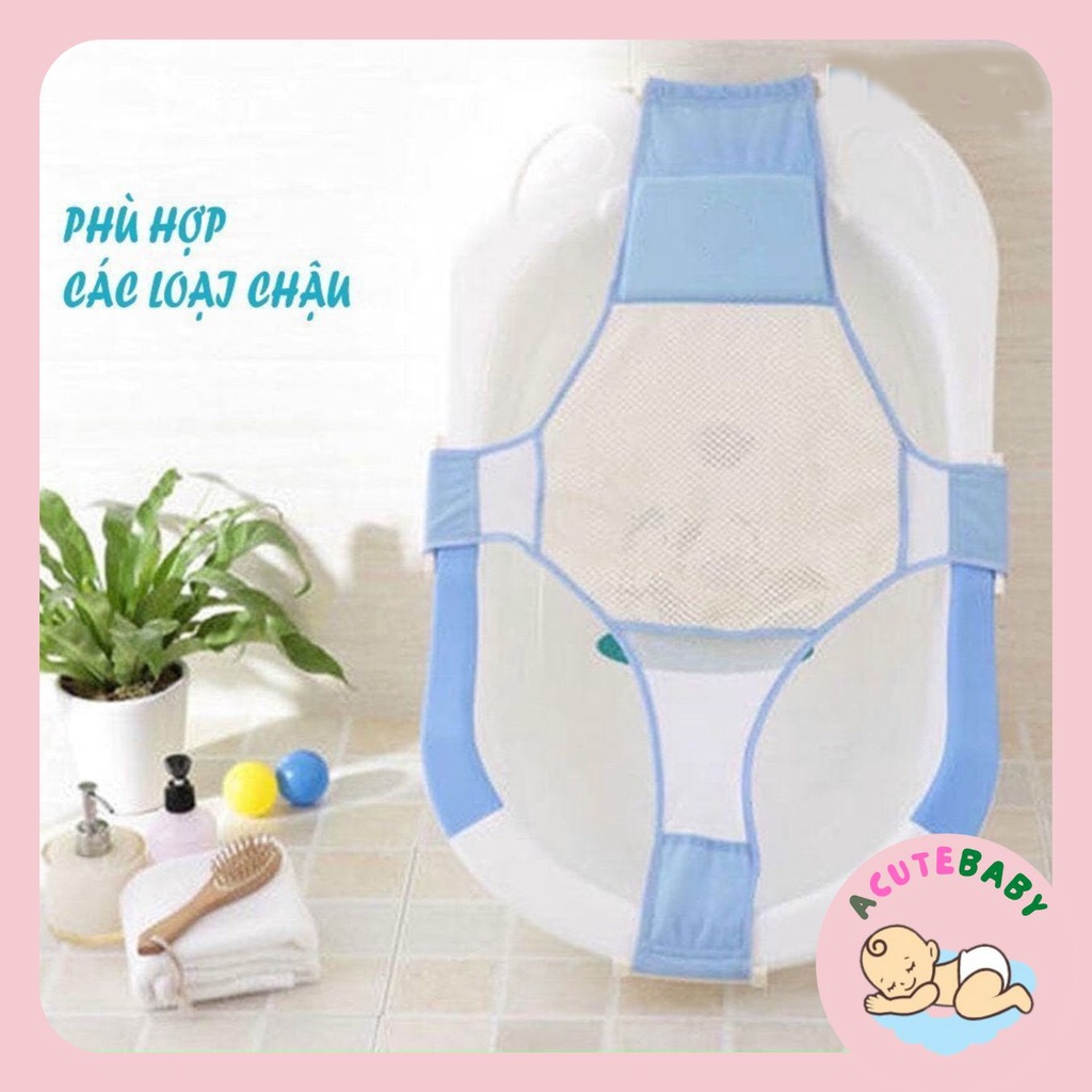 Lưới tắm bảo vệ cột sống an toàn cho bé (không có hộp) có bộ khóa kẹp vào chậu tắm chắc chắn và an toàn