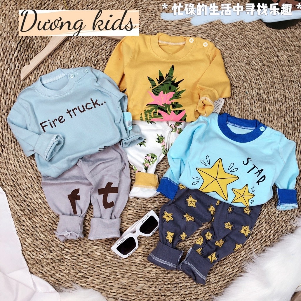 Bộ Dài Tay Cotton Quảng Châu Xuất Nhật Cho Bé Trai/Bé Gái