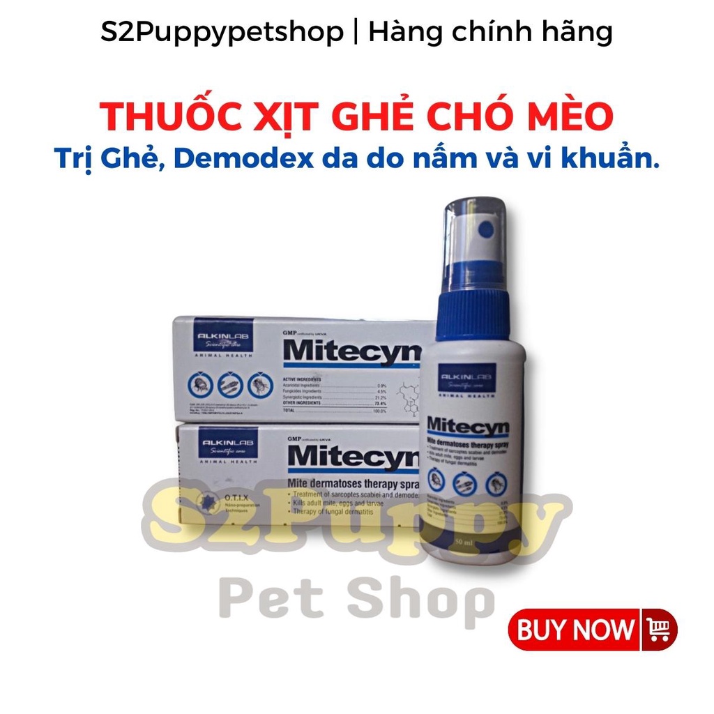 Xịt Ghẻ Ngoài Da Chó Mèo - Xịt Ghẻ Mitecyn Alkin Chính Hãng