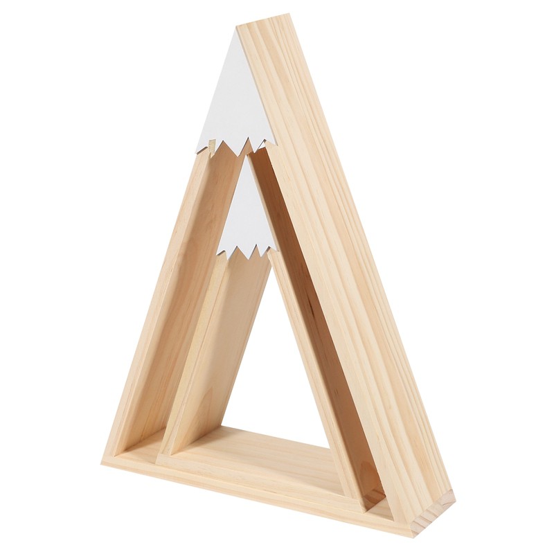 2 Pieces / Set Baby Room Wall Wooden Snow Mountain Shelf White#HAVN