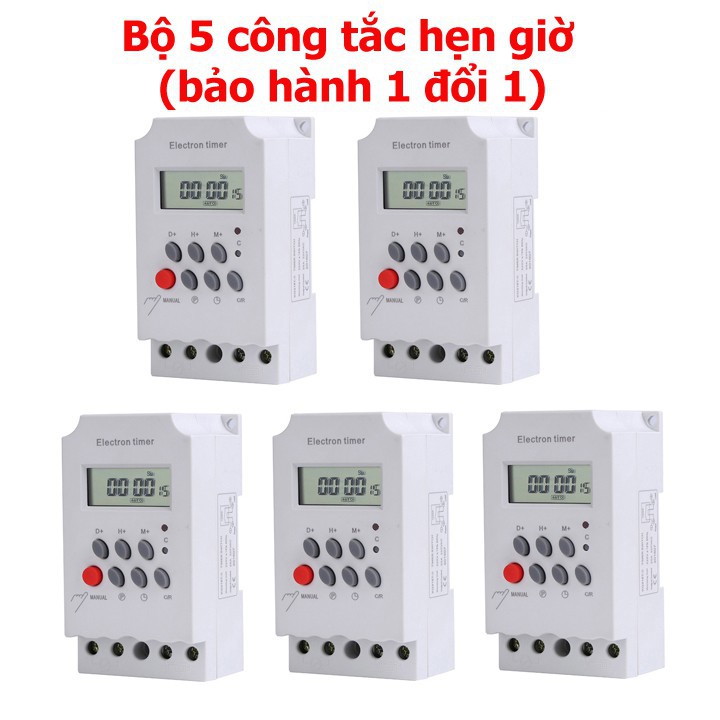 Combo 5 Công tắc hẹn giờ Kg316 T-II/ 25A 16 chương trình bật tắt thiết bị điện có khóa phím