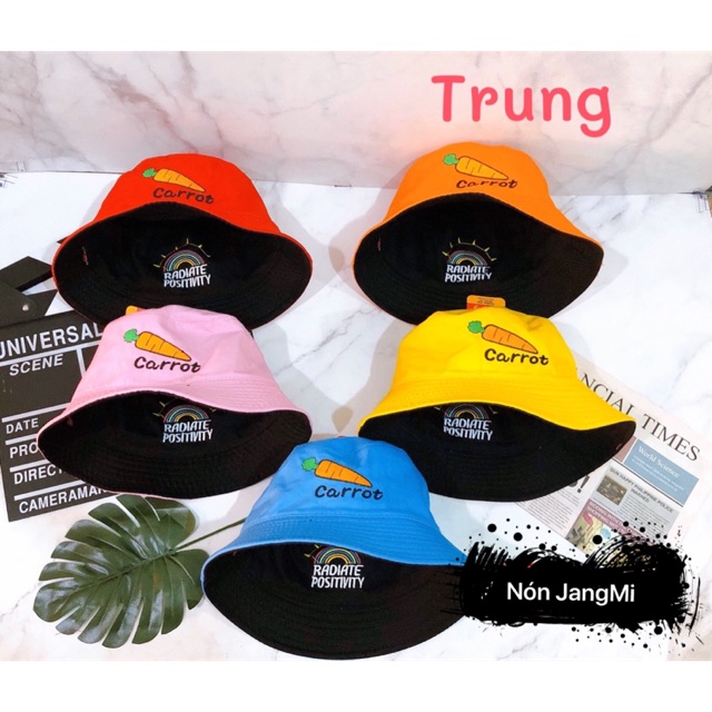 Nón Bucket 2 Mặt Cà Rốt Trẻ Em