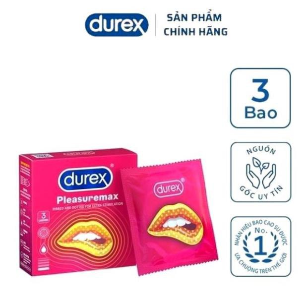 [Gân gai cực khoái] Bao Cao Su Durex Pleasuremax Chính Hãng Tăng Khoái Cảm Hộp 3 bao–durex_officialstore