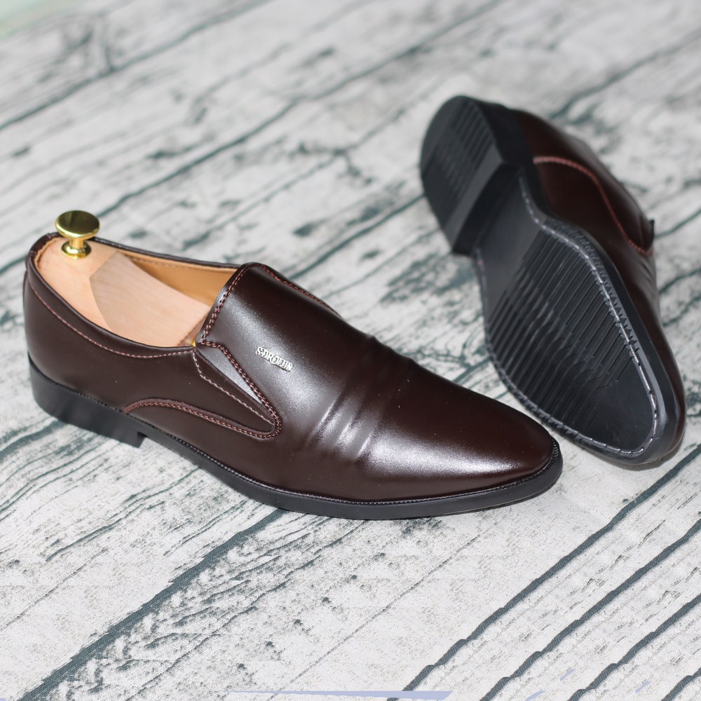 Giày Tây Nam Thời Trang 3 Sọc Nâu