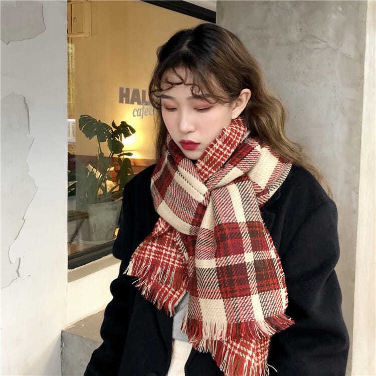 Khăn quàng cổ nữ đẹp chất liệu len kẻ Caro, khăn trơn, khăn choàng cổ mùa đông có nhiều màu đẹp để lựa chọn