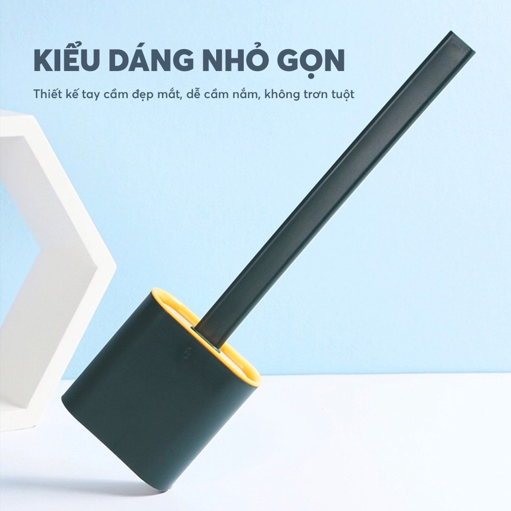 Chổi chà bồn cầu silicon uốn cong dể dàng kèm hộp đựng thông minh G01