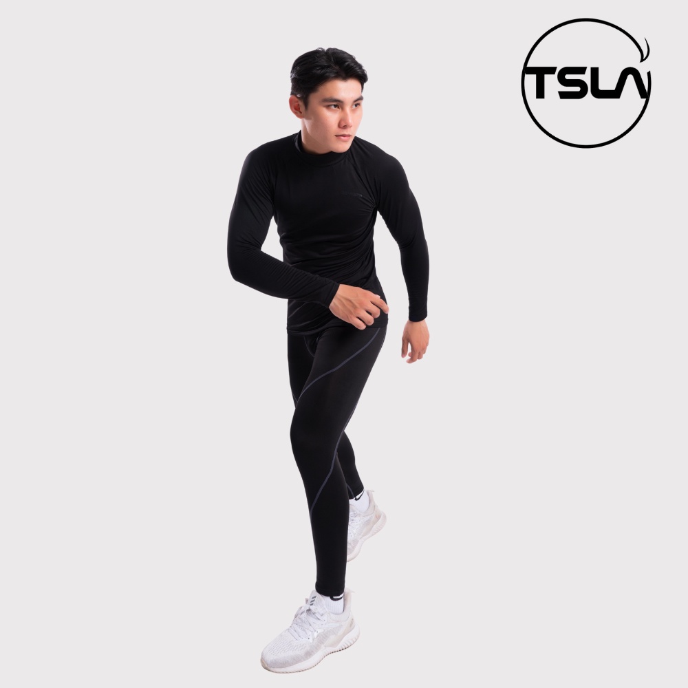 Áo thể thao combat nam TSLA DEVOPS tập gym dài tay cổ cao 3 phân form ôm chất co giãn kháng khuẩn chống UV DET1012