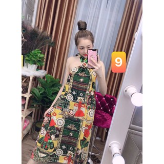 Đầm yếm thổ cẩm + Ảnh thật