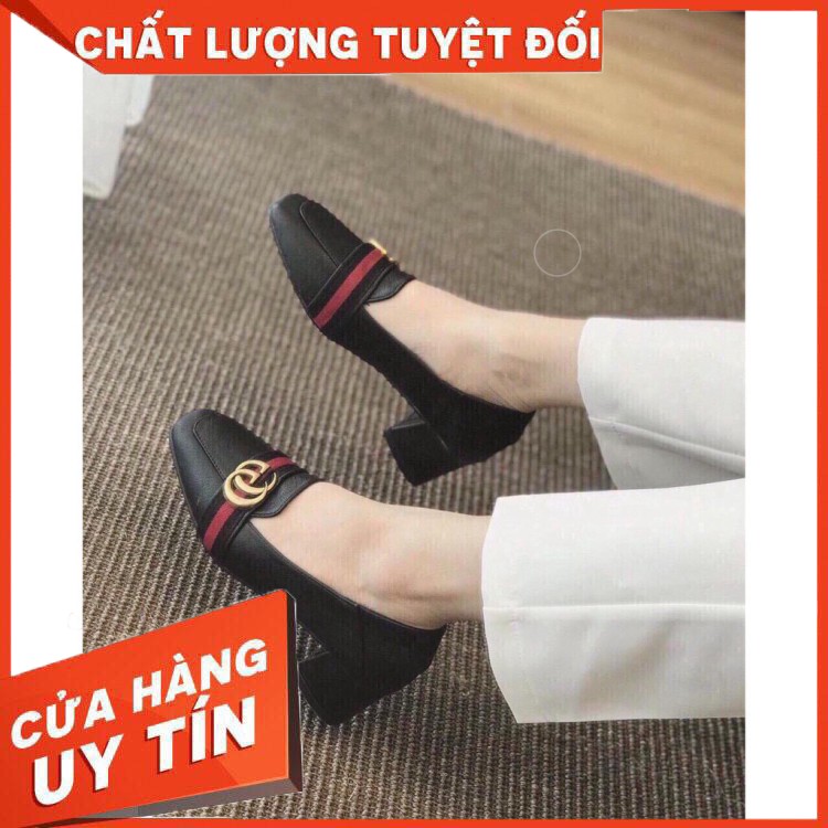 [ Ảnh Thật ] GIÀY CAO GÓT DA TRƠN GÓT TRỤ-HONASHOES | BigBuy360 - bigbuy360.vn