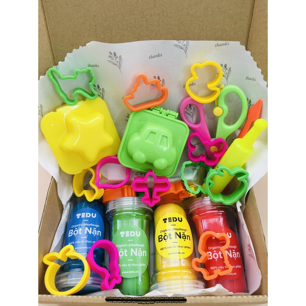 Combo bột nặn đất nặn an toàn TEDU quà tặng bé trai