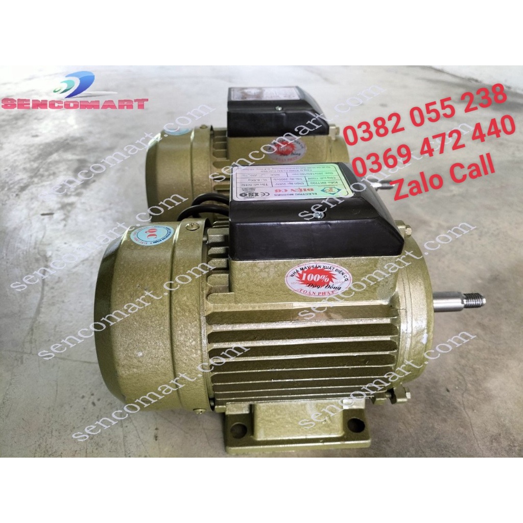 Mô tơ, động cơ, điện cơ Toàn Phát 1,1kw  tốc nhanh 2900v/p, điện 1 pha 220v dây đồng 100%