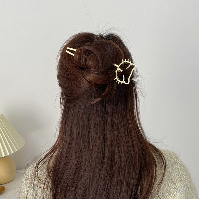 Kẹp Tóc Hình Mèo Bằng Kim Loại Nhám 2 Góc Tối Giản Hiện Đại Cho Nữ