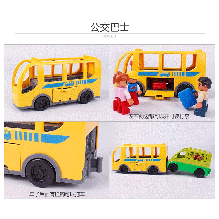 Đồ chơi lắp ghép GOROCK mô hình xe buýt trường học Duplo Diy