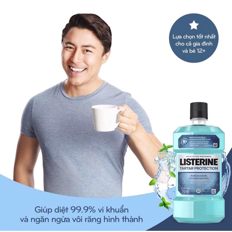 Nước súc miệng ngăn ngừa mảng bám Listerine cool mint 250ml