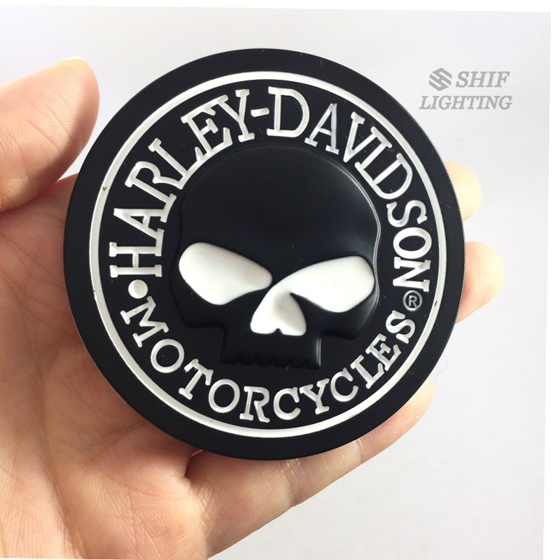 Logo đầu lâu bằng kim loại dán xe Harley Davidson