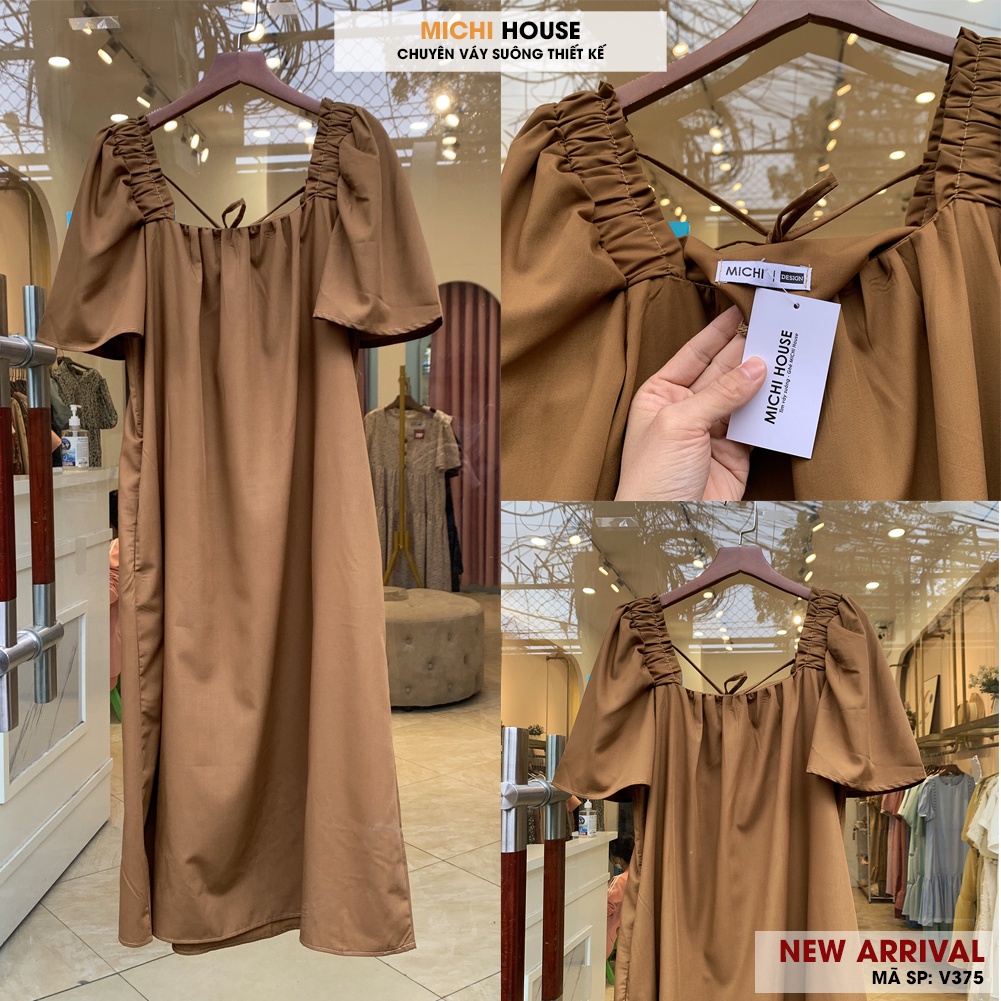 Váy Suông Maxi Đi Biển Vintage Kiểu Dáng Hàn Quốc Xinh Cổ Vuông MICHI House V375 | BigBuy360 - bigbuy360.vn