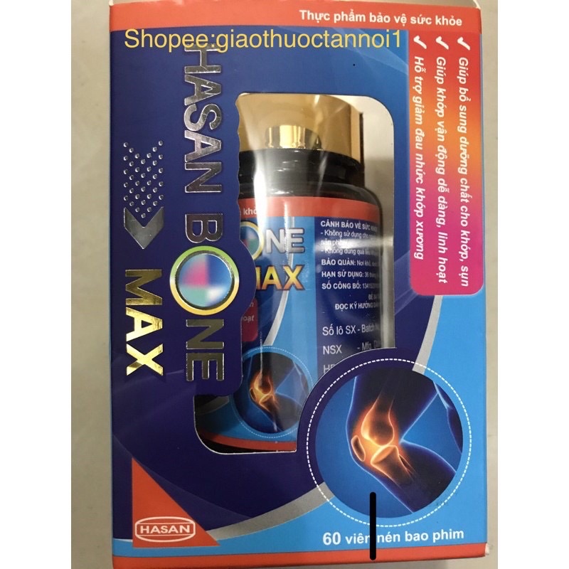 Hasan Bone max 60v chiết xuất vỏ liễu trắng, nhũ hương, glucosamin, collagen type 2, vitamin d3, msm giúp xương khớp ...