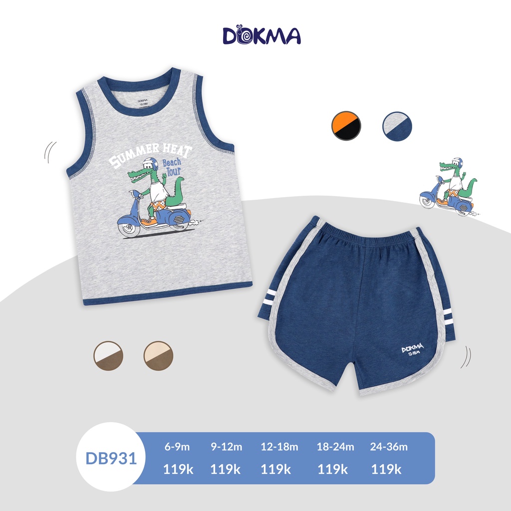 DB931 Bộ ba lỗ bé trai cotton Dokma (9-36M)