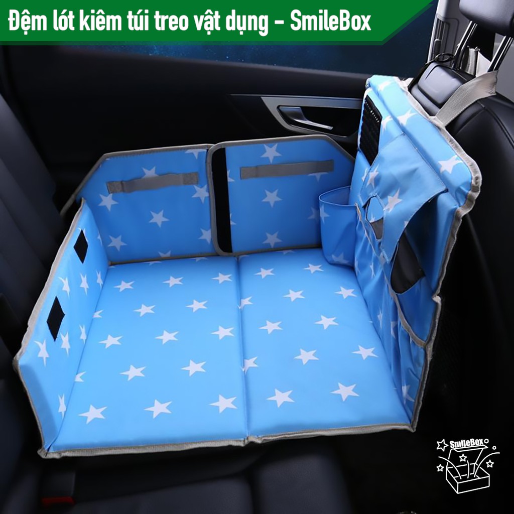 Đệm thảm SmileBox lót ghế ô tô xe hơi cho trẻ em gấp gọn, đệm ngồi kiêm túi treo vật dụng không cần bơm hơi cho bé