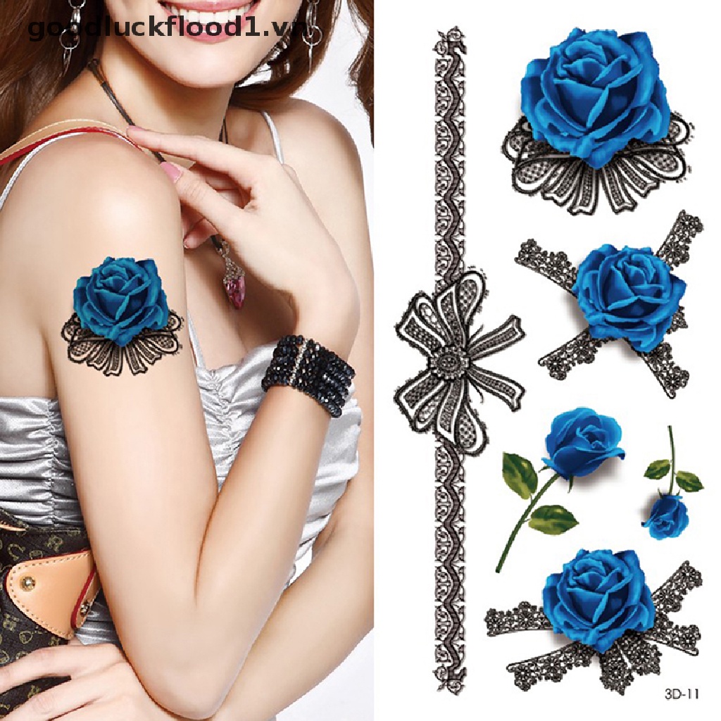 (Hàng Mới Về) Hình Xăm Dán Hoa Hồng 3D Chống Thấm Nước