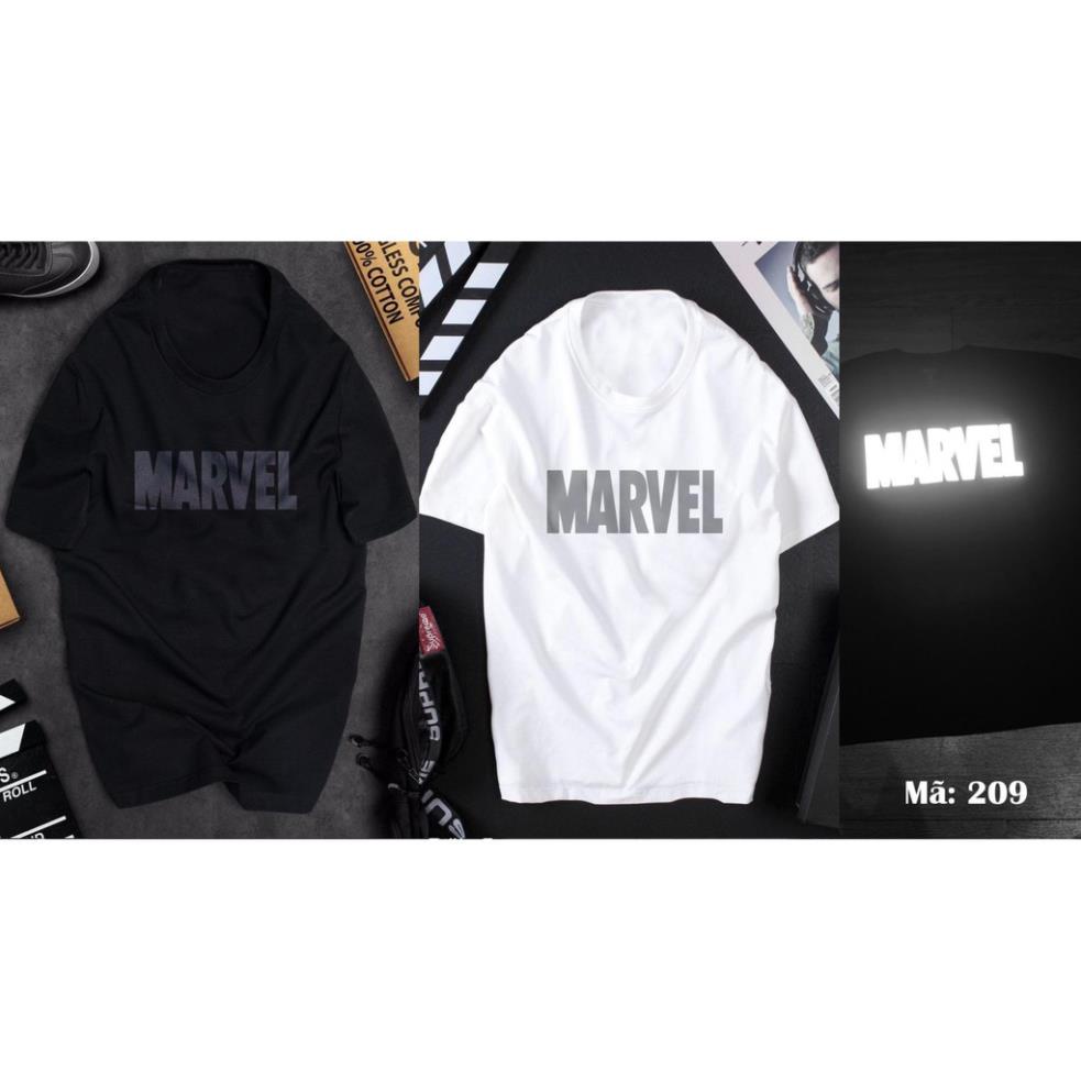 Áo thun phản quang ngắn tay chữ MARVEL - Áo thun tay ngắn form rộng vải 100% cotton thoáng mát - Full size