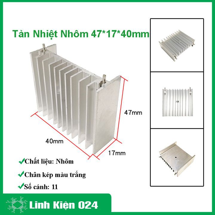 Tản nhiệt nhôm kích thước 47x17x40mm