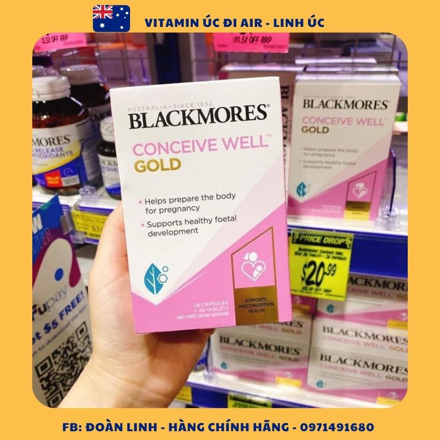 Viên Uống Tăng Thụ Thai Blackmores Conceive Well Gold Viên Uống Tăng Khả Năng Thụ Thai 56v, Hàng Chuẩn Úc Đi Air