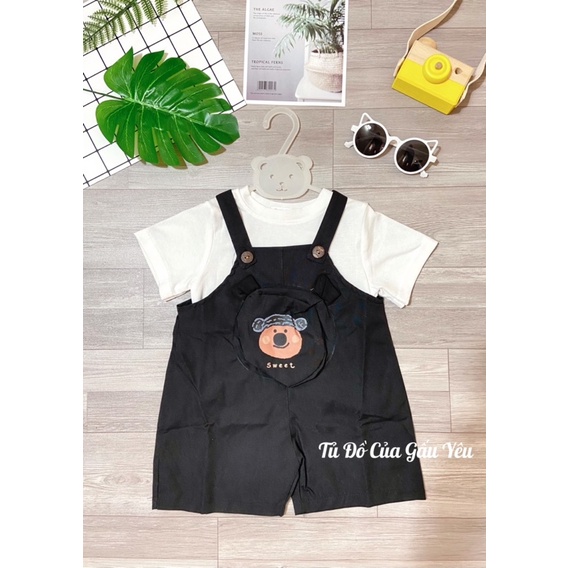 Set yếm áo thun cộc tay cho bé