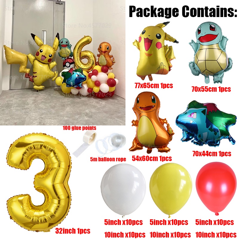 TAKARA TOMY Set 67 Bong Bóng Nhôm Hình Pokemon Trang Trí Tiệc Sinh Nhật Cho Bé