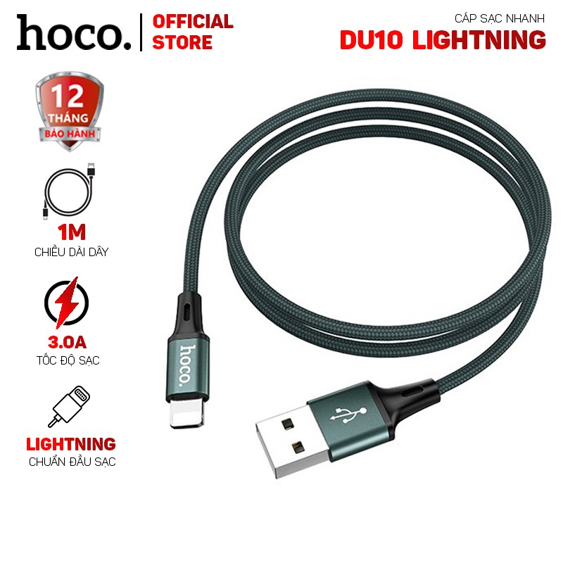 Cáp sạc nhanh Hoco DU10 Lightning dài 1m - Dành cho các thiết bị của Apple