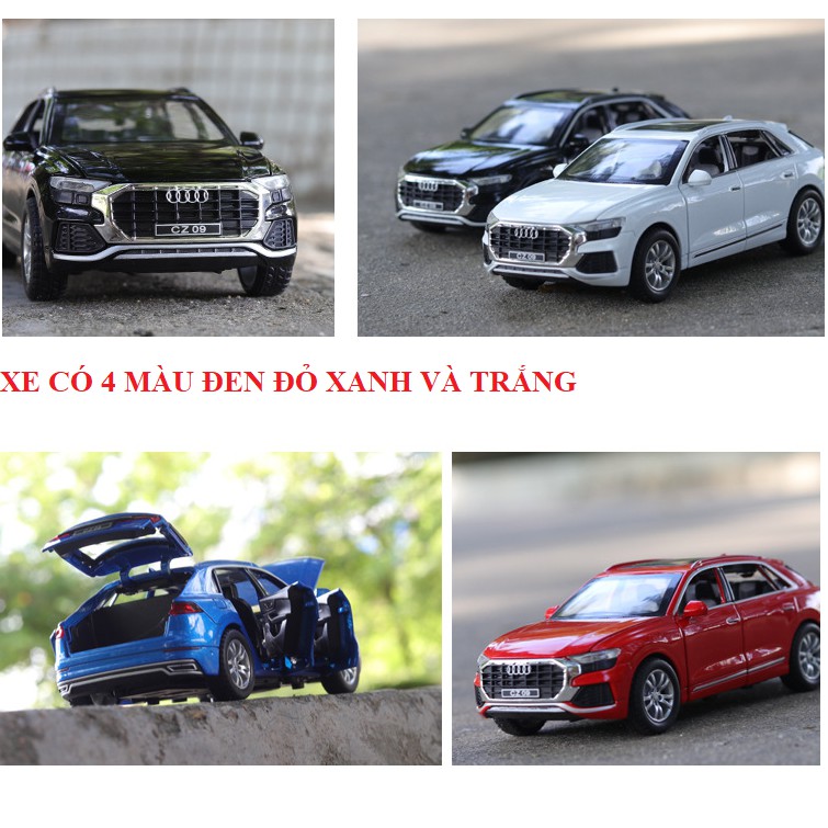 Mô hình xe ô tô Audi Q8 tỉ lệ 1:32 xe bằng sắt đồ chơi ô tô trẻ em - Xe mô hình có đèn và âm thanh mở được cửa xe