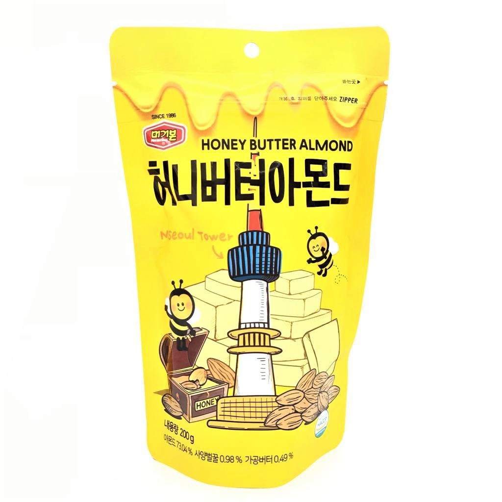 Hạt Hạnh Nhân Hàn Quốc Tẩm Bơ Mật Ong Honey Butter Almond Murgerbon 200g Mẫu mới