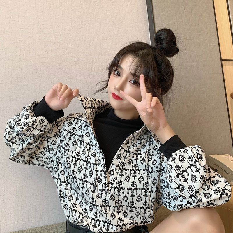 Áo Sơ Mi Tay Dài Giả Hai Lớp Dáng Rộng Phong Cách Hàn Quốc Thời Trang Mùa Đông Mới Cho Nữ