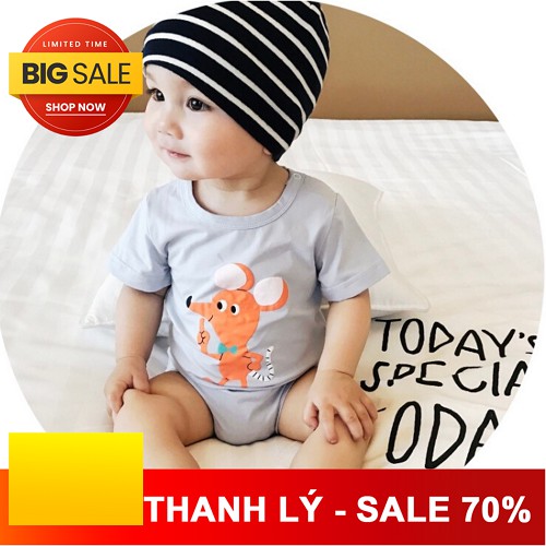 Bodysuit chuột xám chất cotton lụa mềm 9-11kg