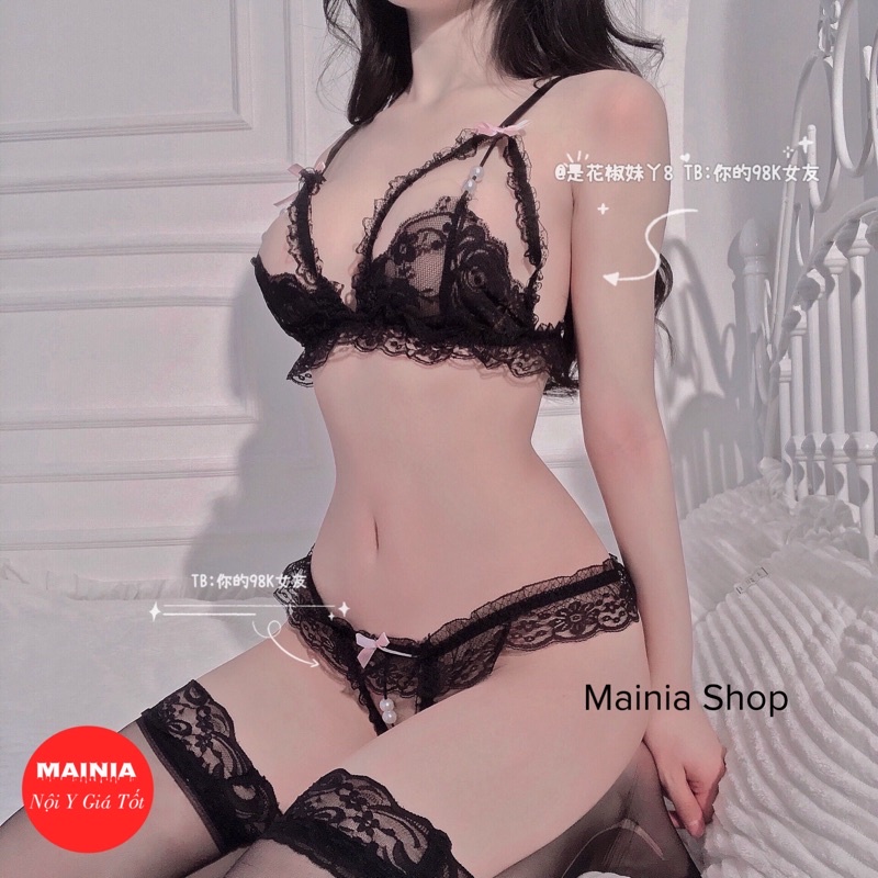 Set Bộ Đồ Lót Ren Xuyên Thấu Sexy Gợi Cảm Chíp Lọt Khe Hở Đáy Quyến Rũ Mainia Shop | BigBuy360 - bigbuy360.vn