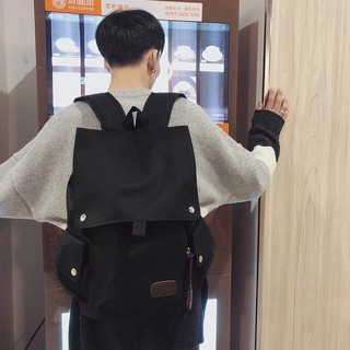 Balo đen unisex ulzzang street style nam nữ đen đơn giản basic có nắp