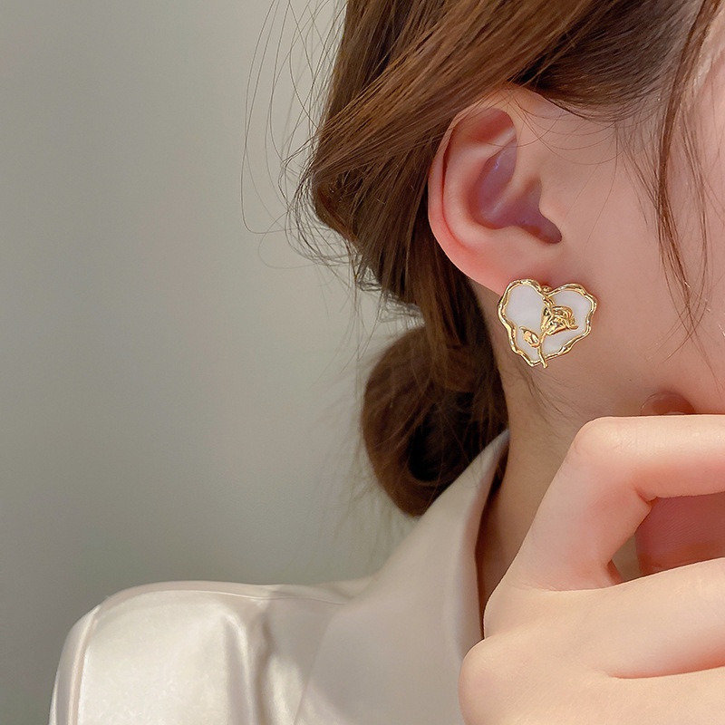 Bông Tai Mạ Bạc 925 Hình Trái Tim Ba Chiều Thời Trang 2022